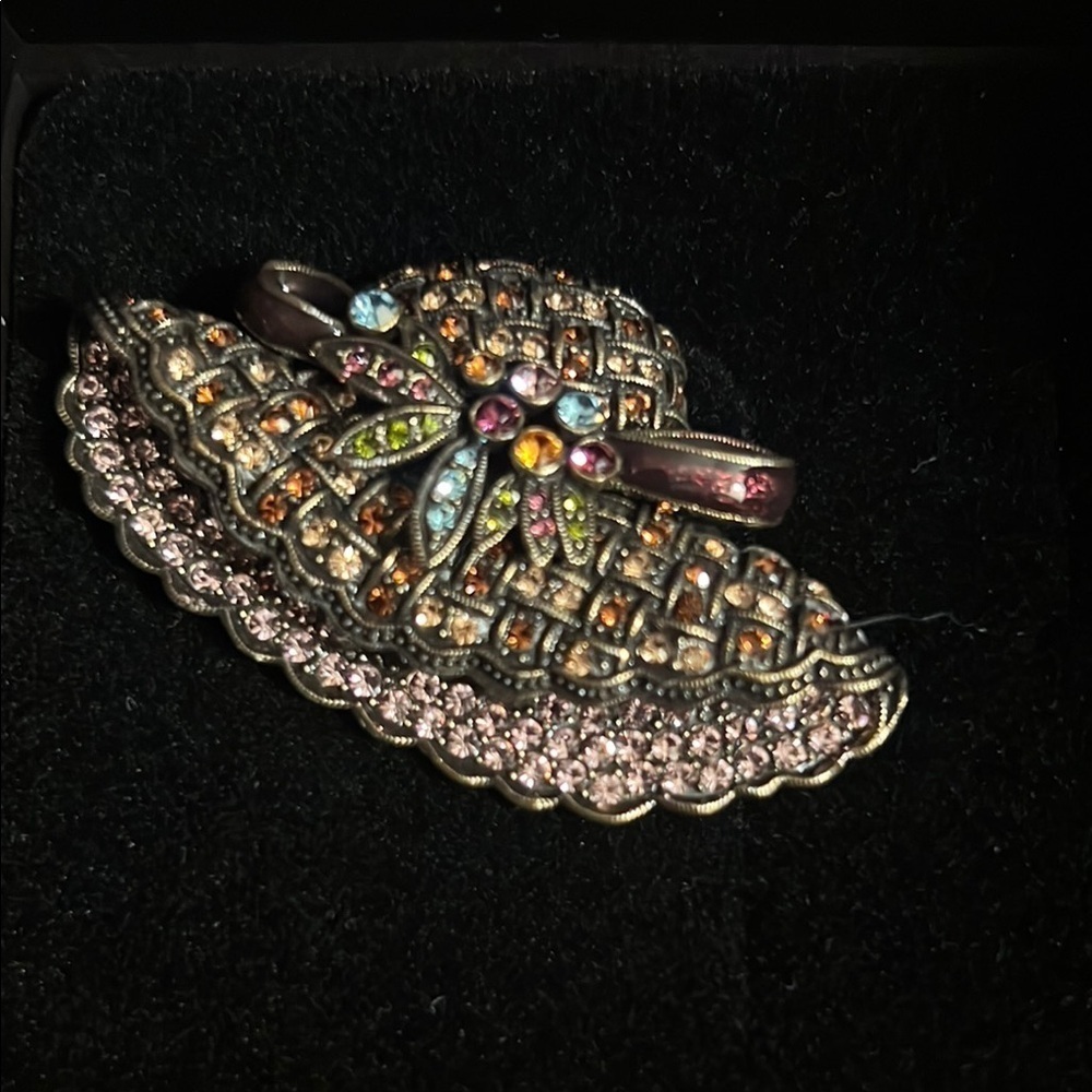 Heidi Daus Vintage Multicolor Rhinestone Hat Brooch